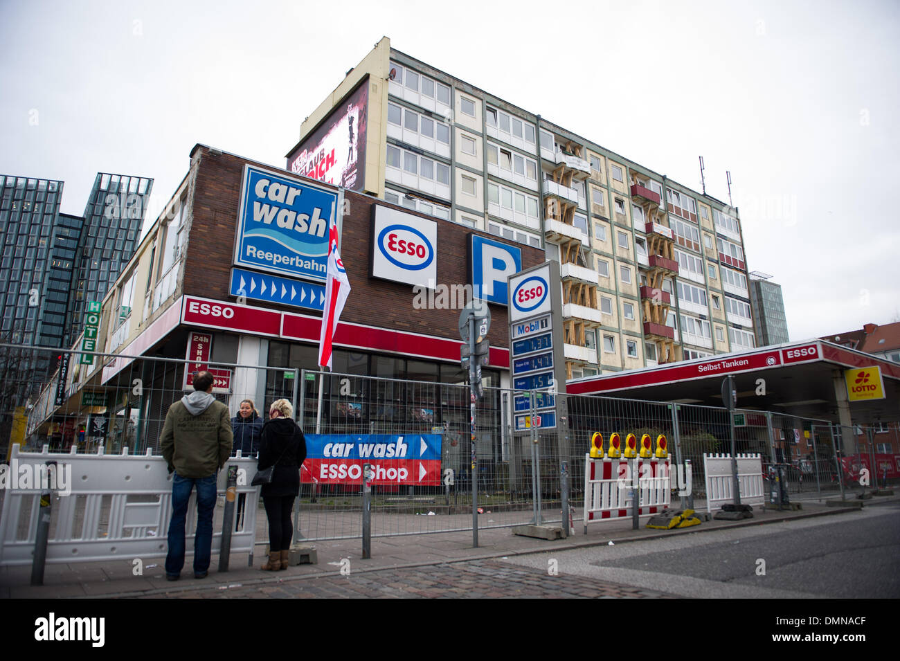 Hamburg, Germany. 16th Dec, 2013. Barriers are positioned in front of ...