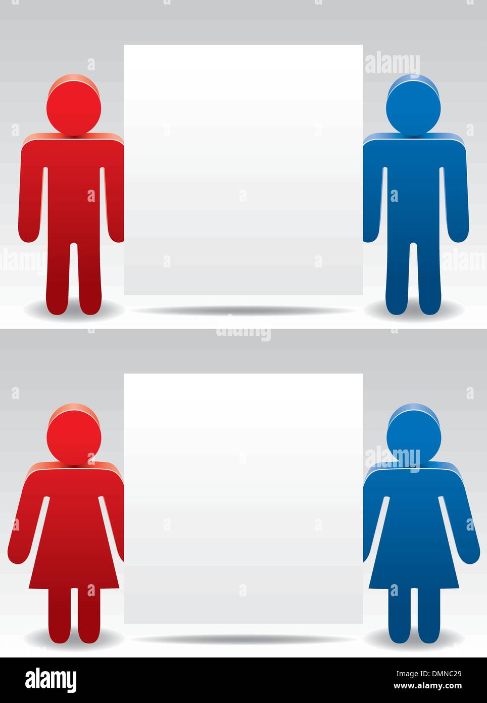 vector man and woman symbols holding blank paper Stock Vector Image ...
