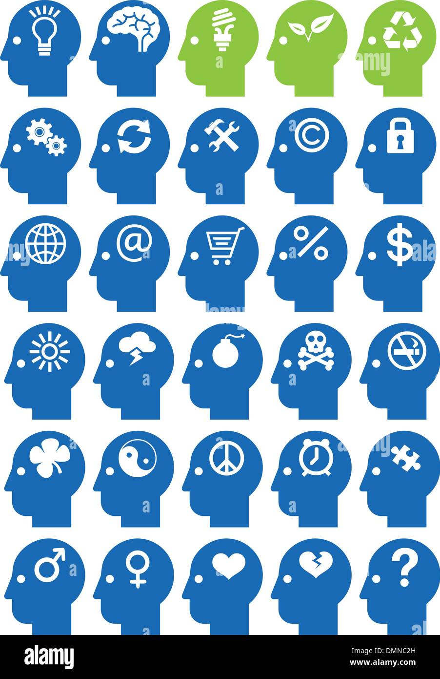 head icon set, vector Stock Vector