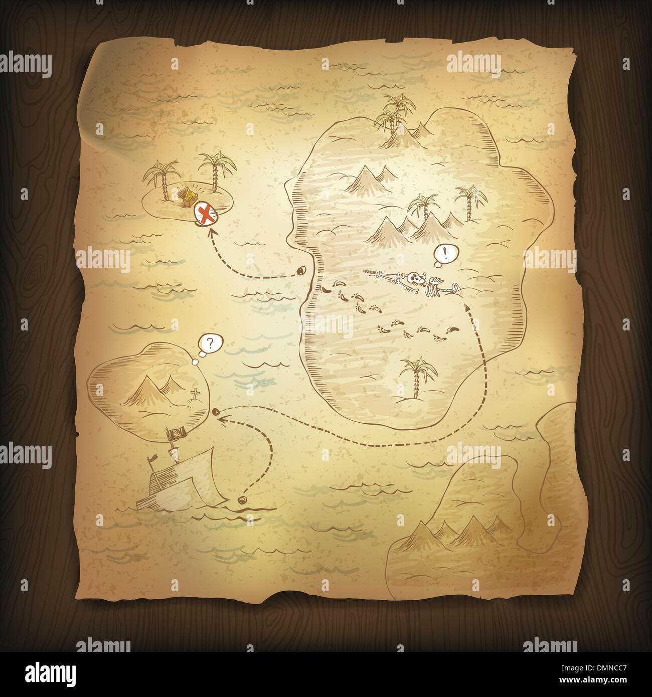 Treasure Map On Wooden Background Stock Vector Image Art Alamy
