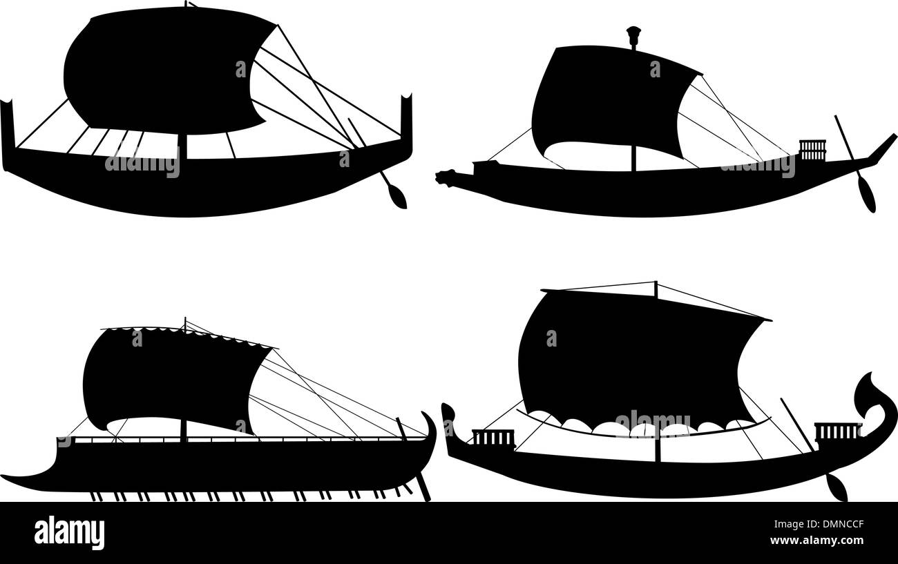 ancient sail boats Stock Vector