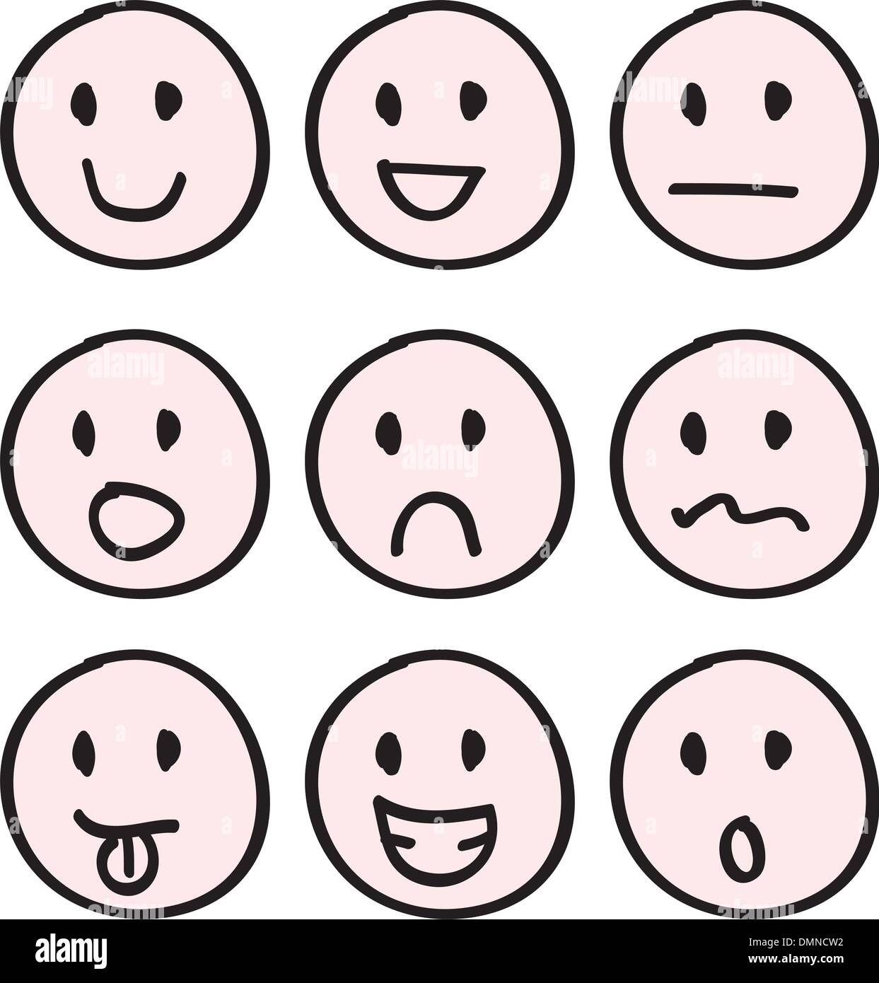 Cartoon faces in doodle Stock Vector Images - Alamy
