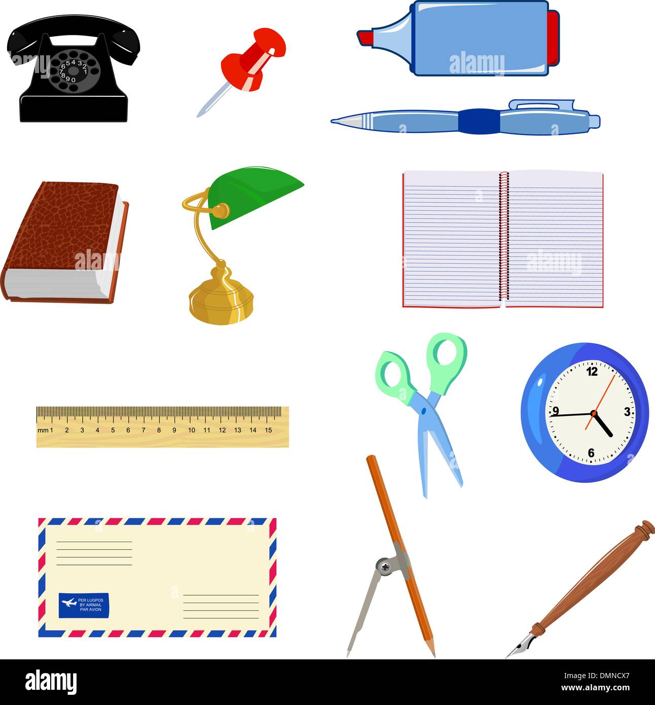 Set of different office objects Stock Vector Image & Art Alamy