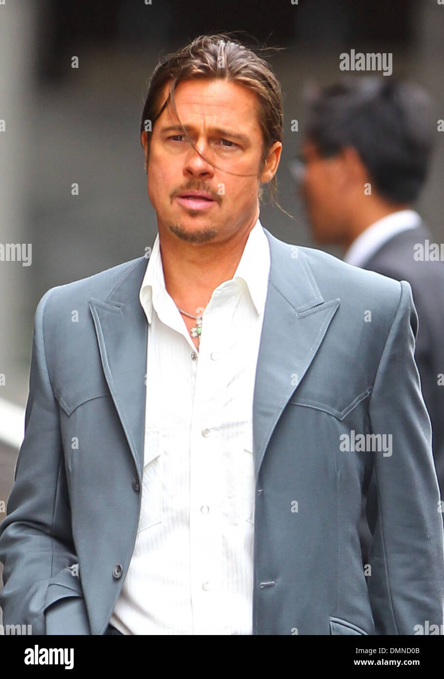 Brad Pitt filming a scene of his new movie 'The Counselor' on location