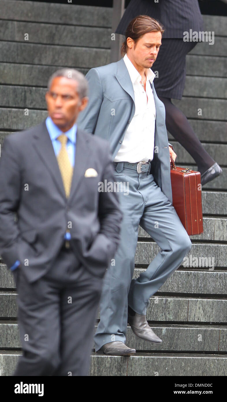 Brad Pitt filming a scene of his new movie 'The Counselor' on location