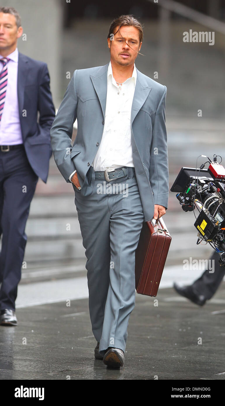 Brad Pitt filming a scene of his new movie 'The Counselor' on location