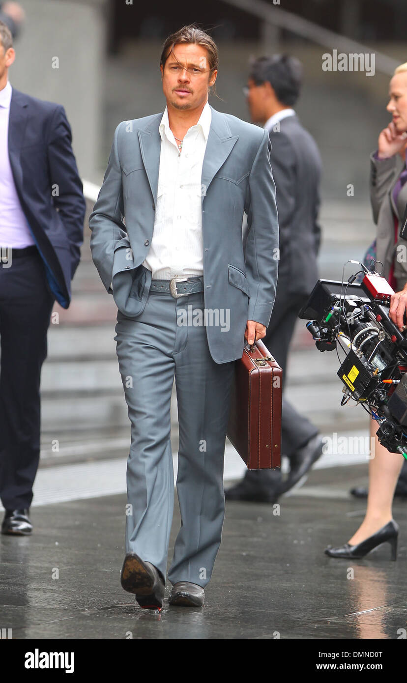 Brad Pitt filming a scene of his new movie 'The Counselor' on location