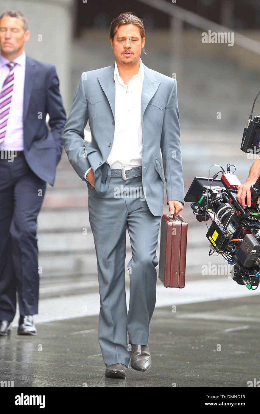 Brad Pitt filming a scene of his new movie 'The Counselor' on location