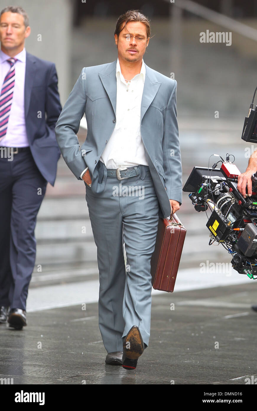 Brad Pitt filming a scene of his new movie 'The Counselor' on location