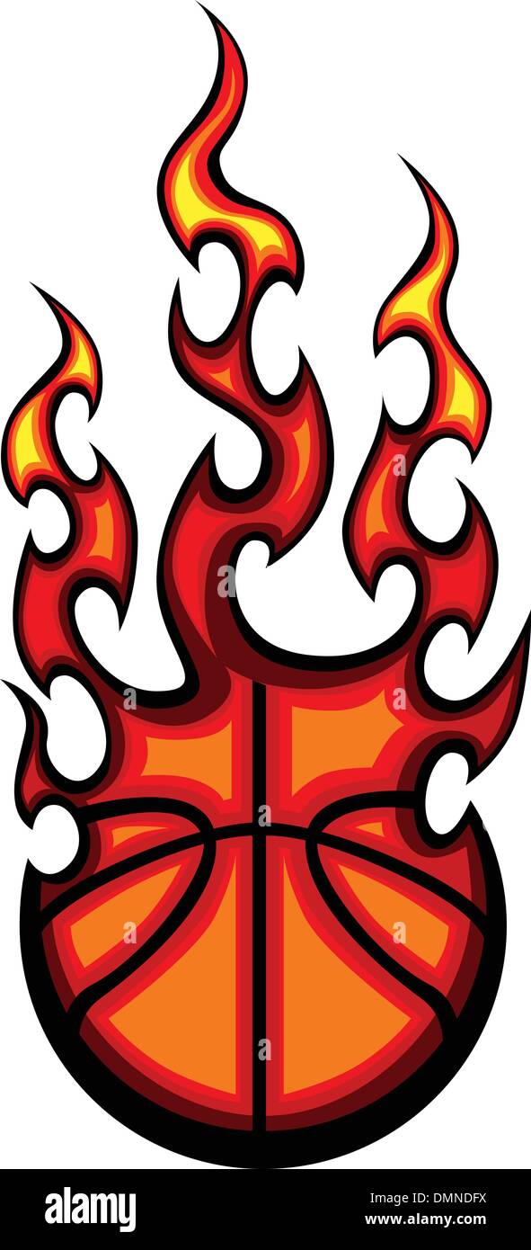 Basketball Flaming Ball Vector Illustration Stock Vector