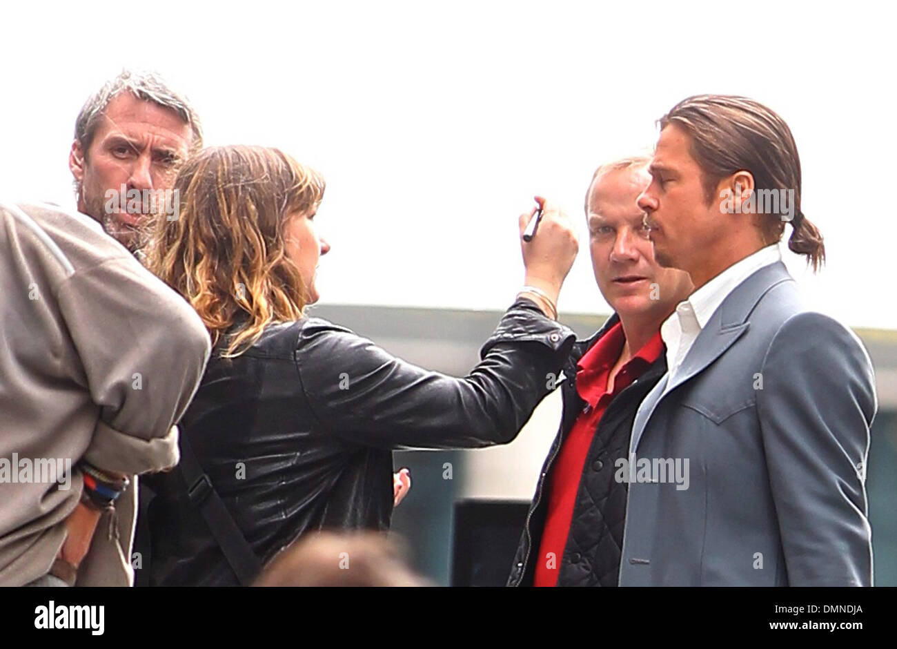 Brad Pitt filming a scene of his new movie 'The Counselor' on location