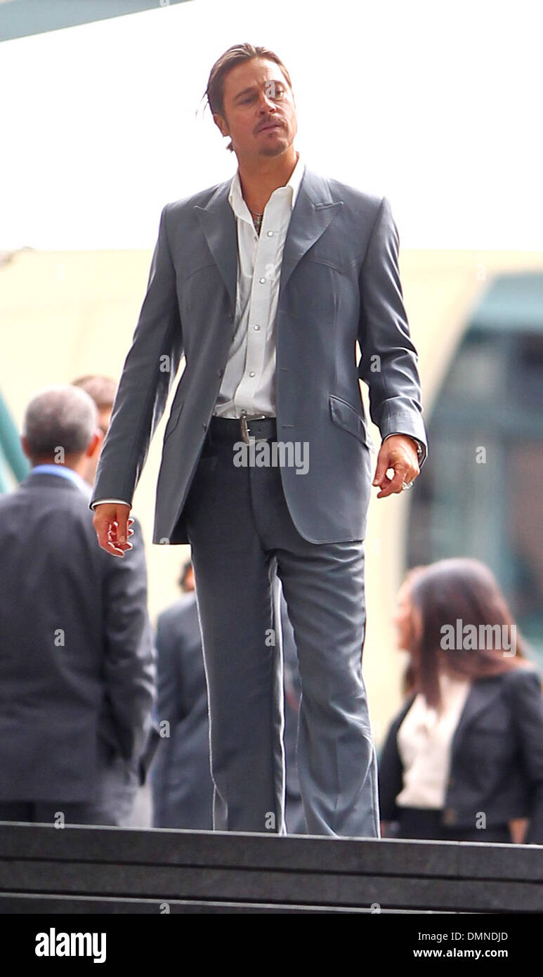 Brad Pitt filming a scene of his new movie 'The Counselor' on location