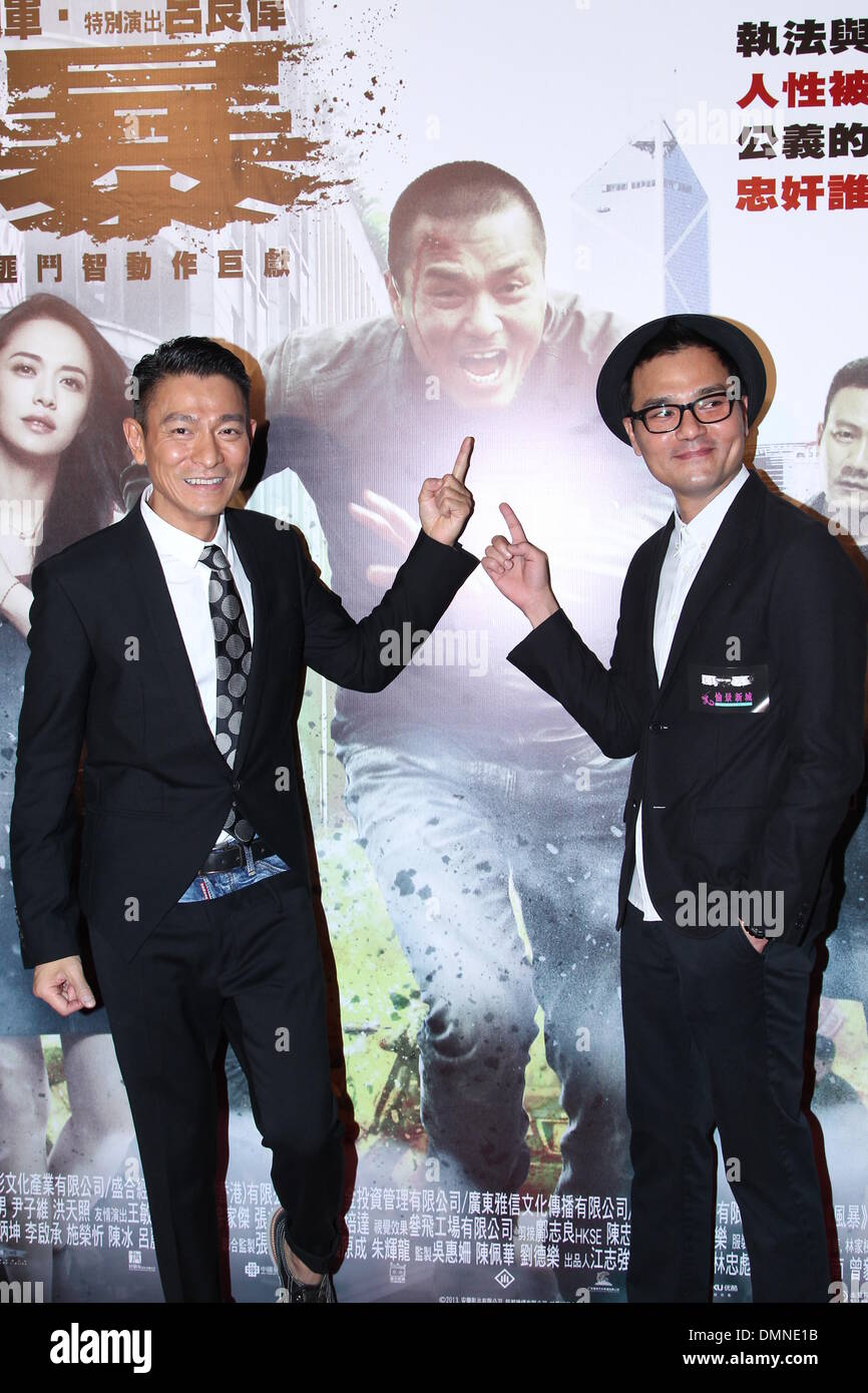 Hong Kong, China. 15th Dec, 2013. Cast members Andy Lau and Ka Tung Lam promote film Firestorm in Hong Kong, China on Sunday December 15, 2013. Credit:  TopPhoto/Alamy Live News Stock Photo