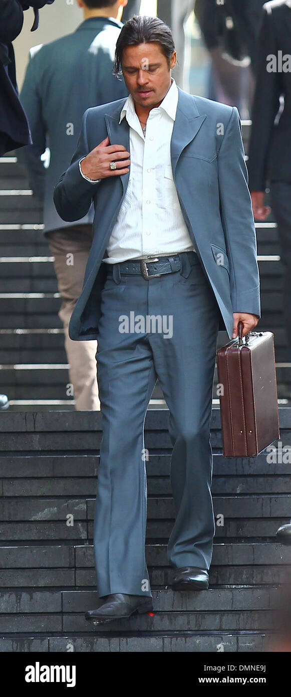 Brad Pitt filming a scene of his new movie 'The Counselor' on location