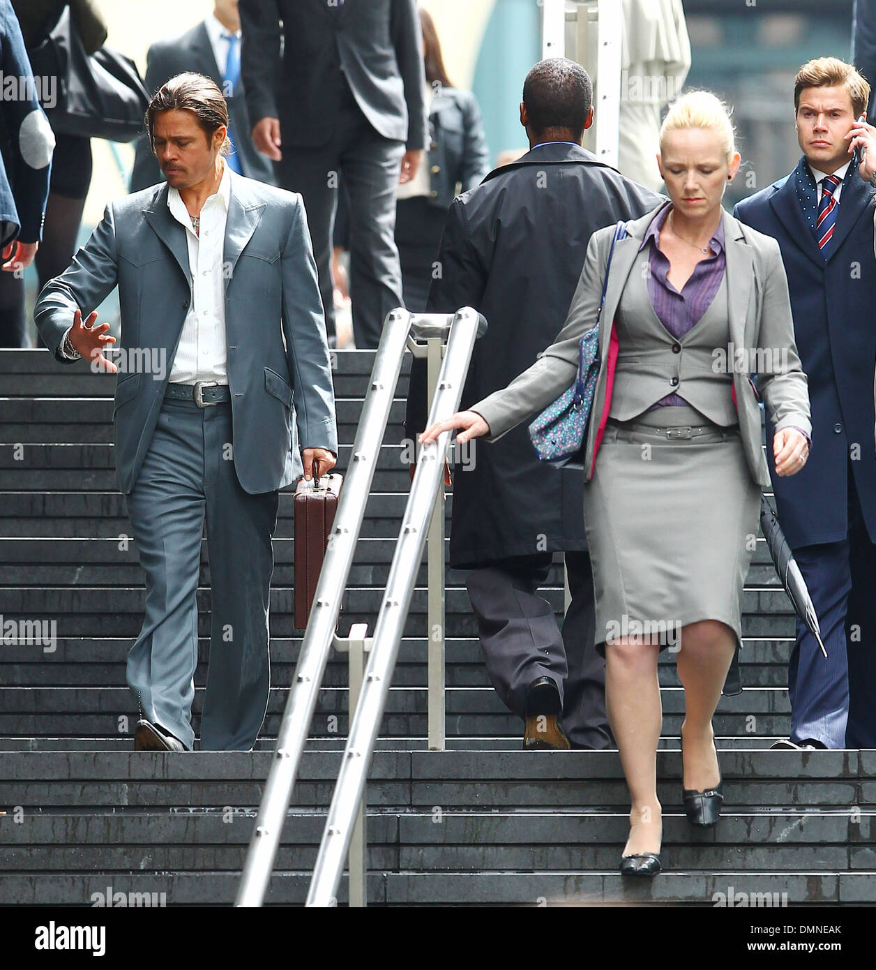 Brad Pitt filming a scene of his new movie 'The Counselor' on location