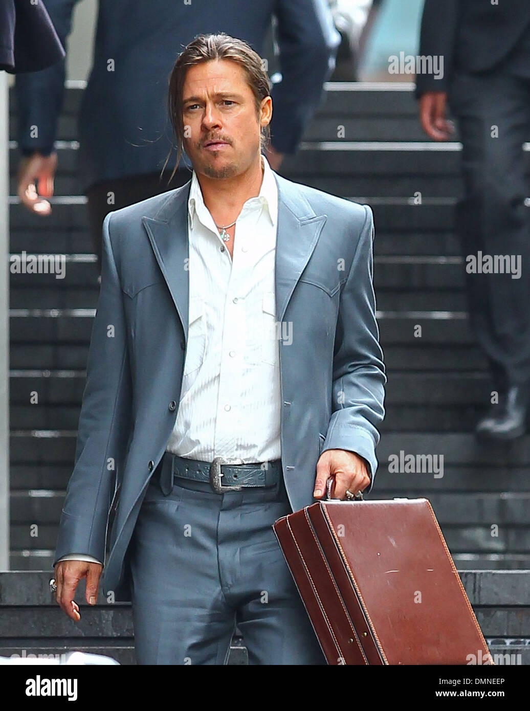 Brad Pitt filming a scene of his new movie 'The Counselor' on location
