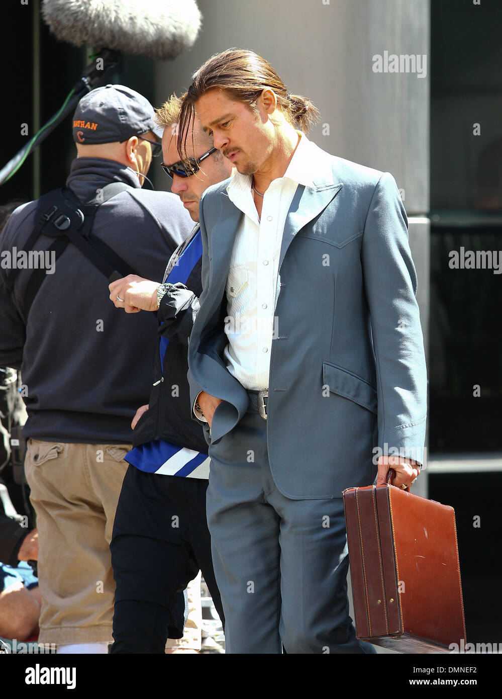 Brad Pitt filming a scene of his new movie 'The Counselor' on location