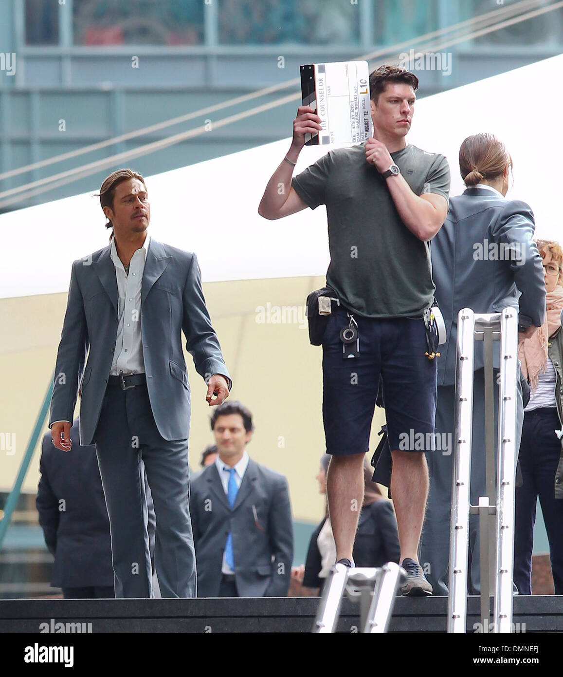 Brad Pitt filming a scene of his new movie 'The Counselor' on location