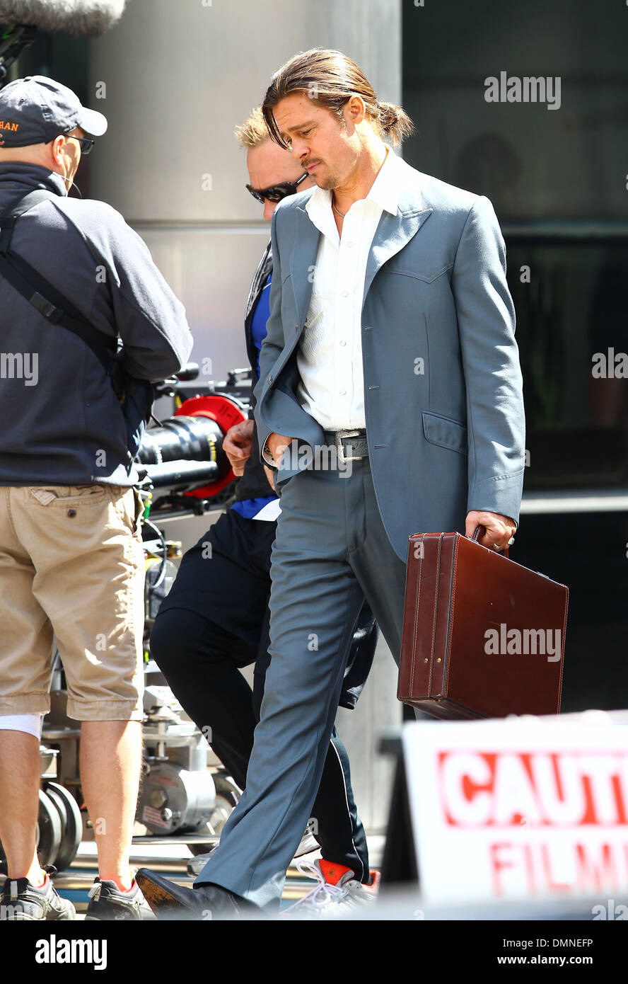 Brad Pitt filming a scene of his new movie 'The Counselor' on location