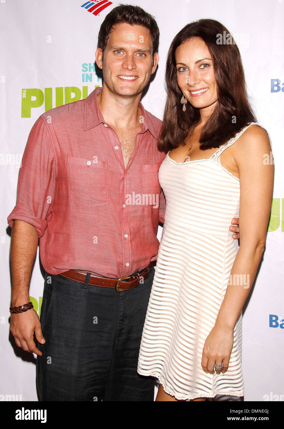 Steven Pasquale and Laura Benanti Opening night of Public Theater production of 'Into Woods' at Delacorte Theater - Arrivals Stock Photo