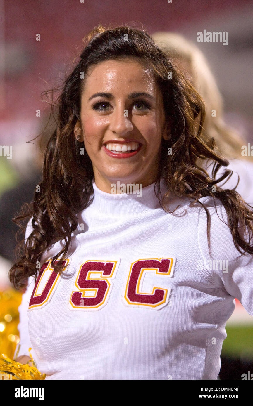 12 September 2009:  A USC Cheerleader celebrates the Trojans game winning touchdown during the game between the Ohio State Buckeyes and USC Trojans.  The #3 USC rallied to defeat #7 Ohio State 18-15 before a record crowd of 106,033 fans at Ohio Stadium. (Credit Image: © Southcreek Global/ZUMApress.com) Stock Photo