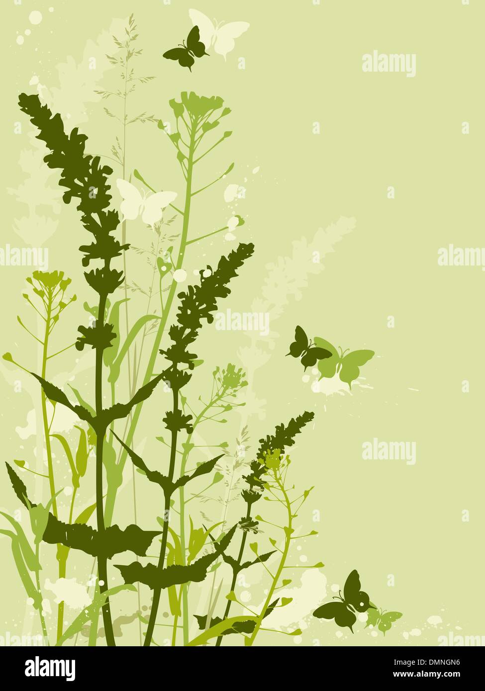 floral background with grass Stock Vector Image & Art - Alamy