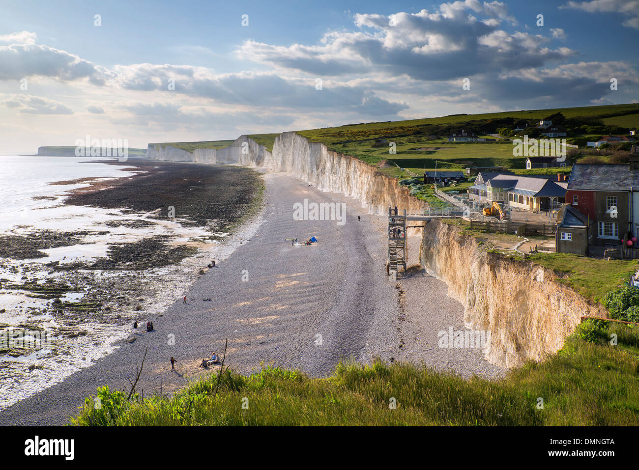 Seven Sisters from Birling Gap Summer evening. Stock Photo