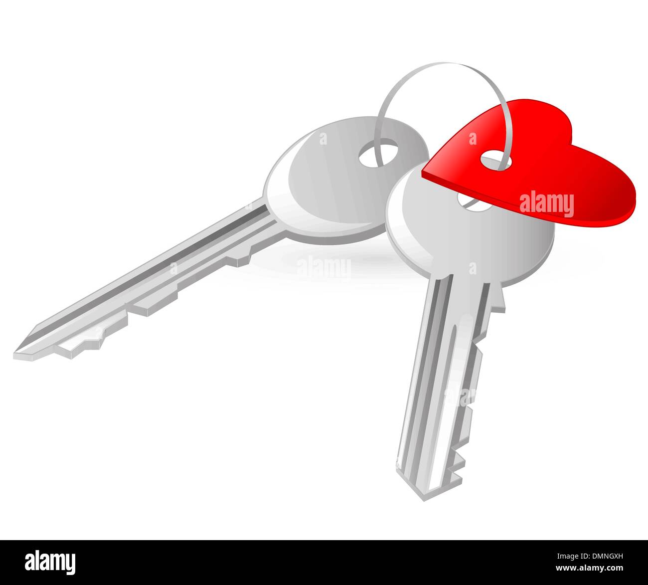 two keys with red heart tag Stock Vector