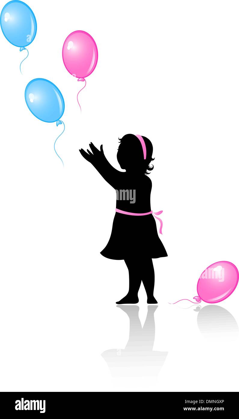 little girl with flying colored balloons Stock Vector Image & Art - Alamy
