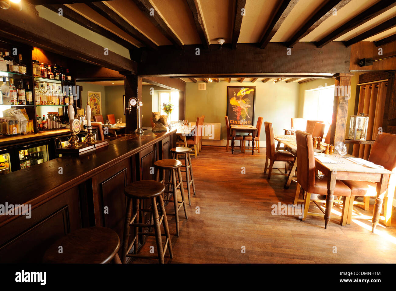 Traditional English pub interior. Stock Photo
