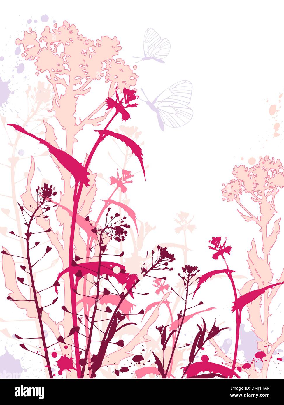 Grunge background with flowers and butterflies Stock Vector Image & Art ...