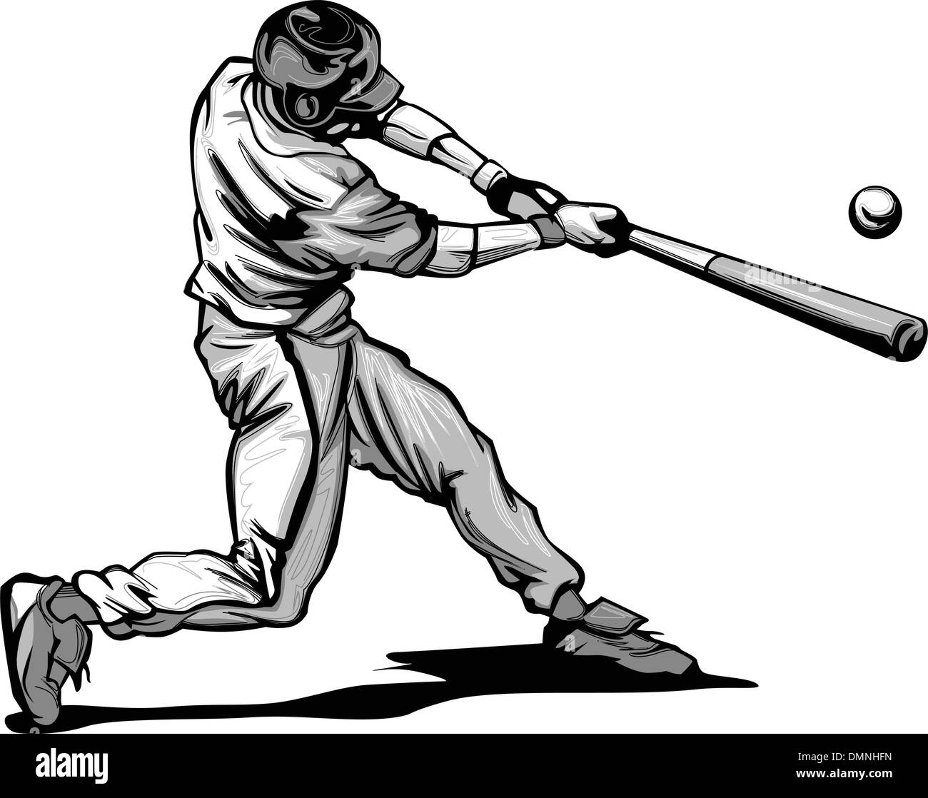 Baseball Player And Softball Player Line Drawing Hand Drawn Vector