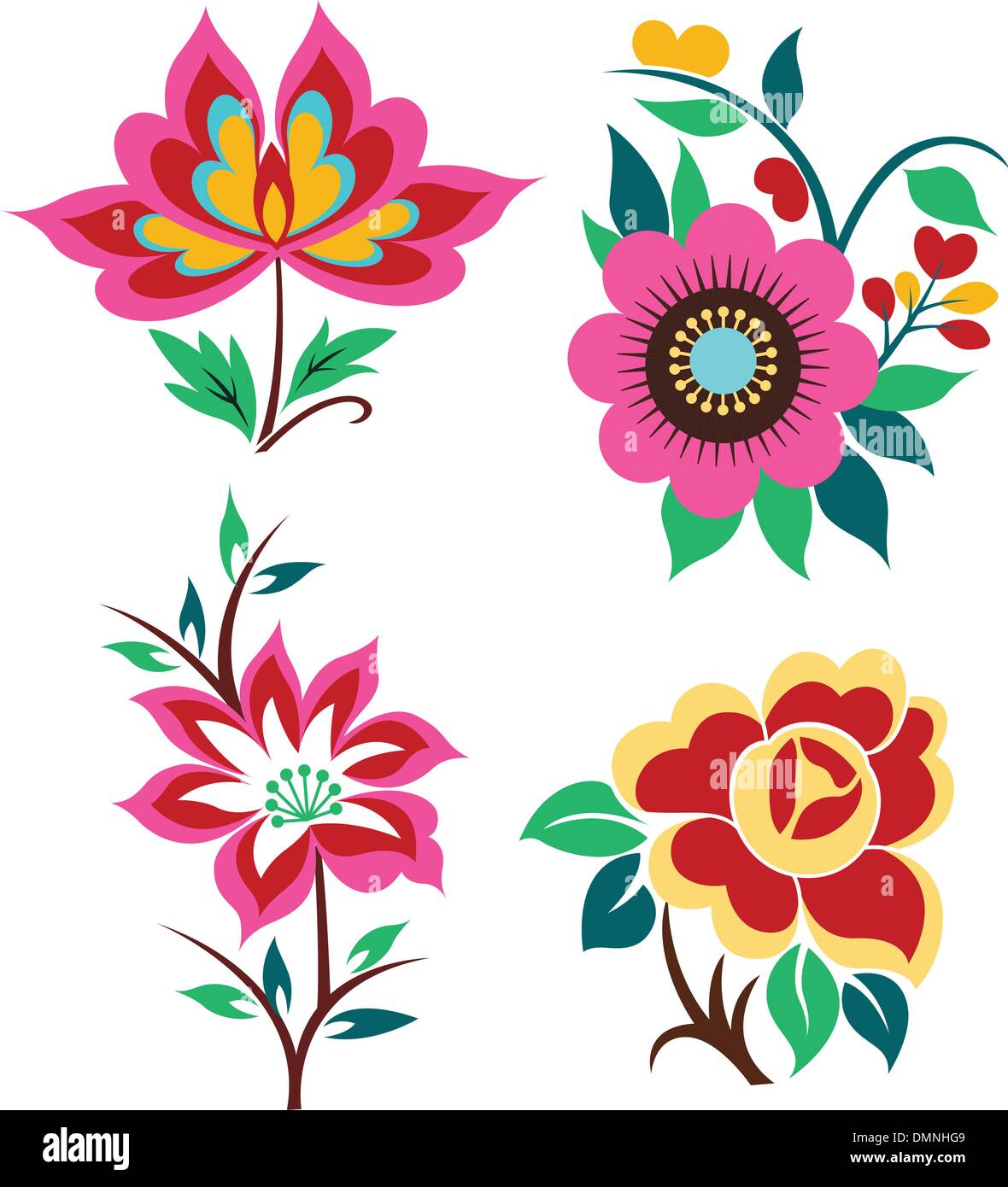 colorful flower set Stock Vector Image & Art - Alamy