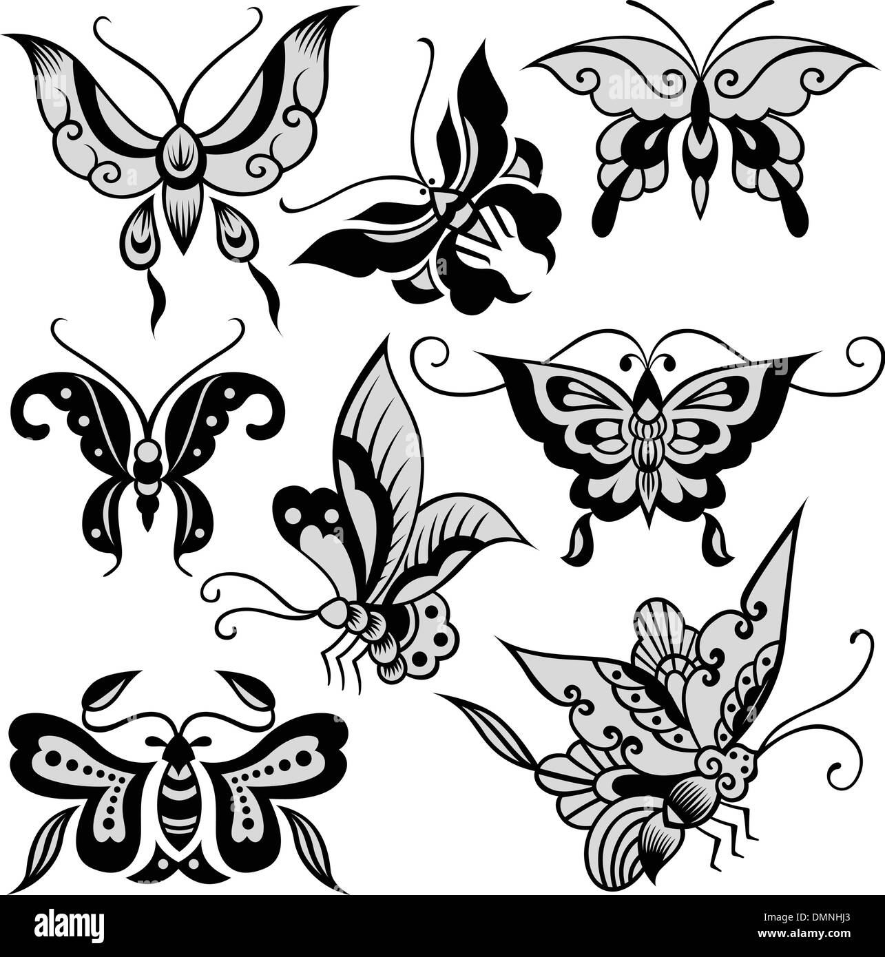 Japanese tattoo art illustration Black and White Stock Photos & Images