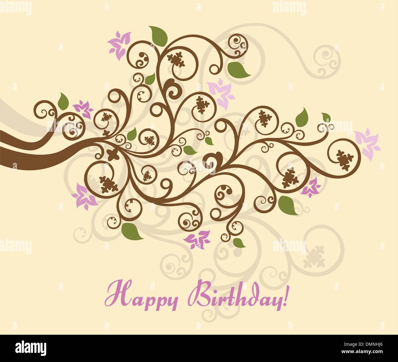 Feminine floral happy birthday card Stock Vector Image & Art - Alamy