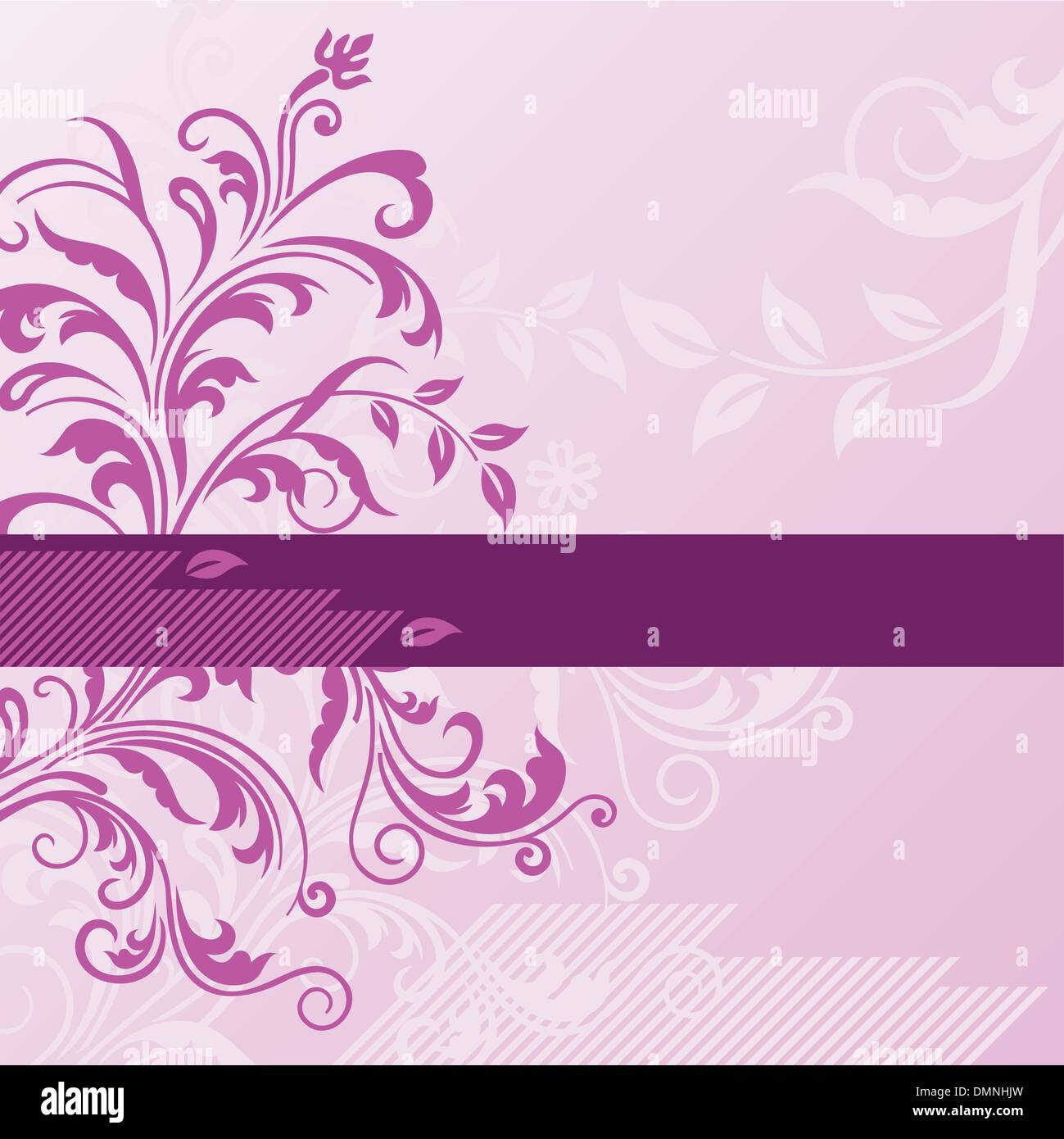 Pink floral background with banner Stock Vector