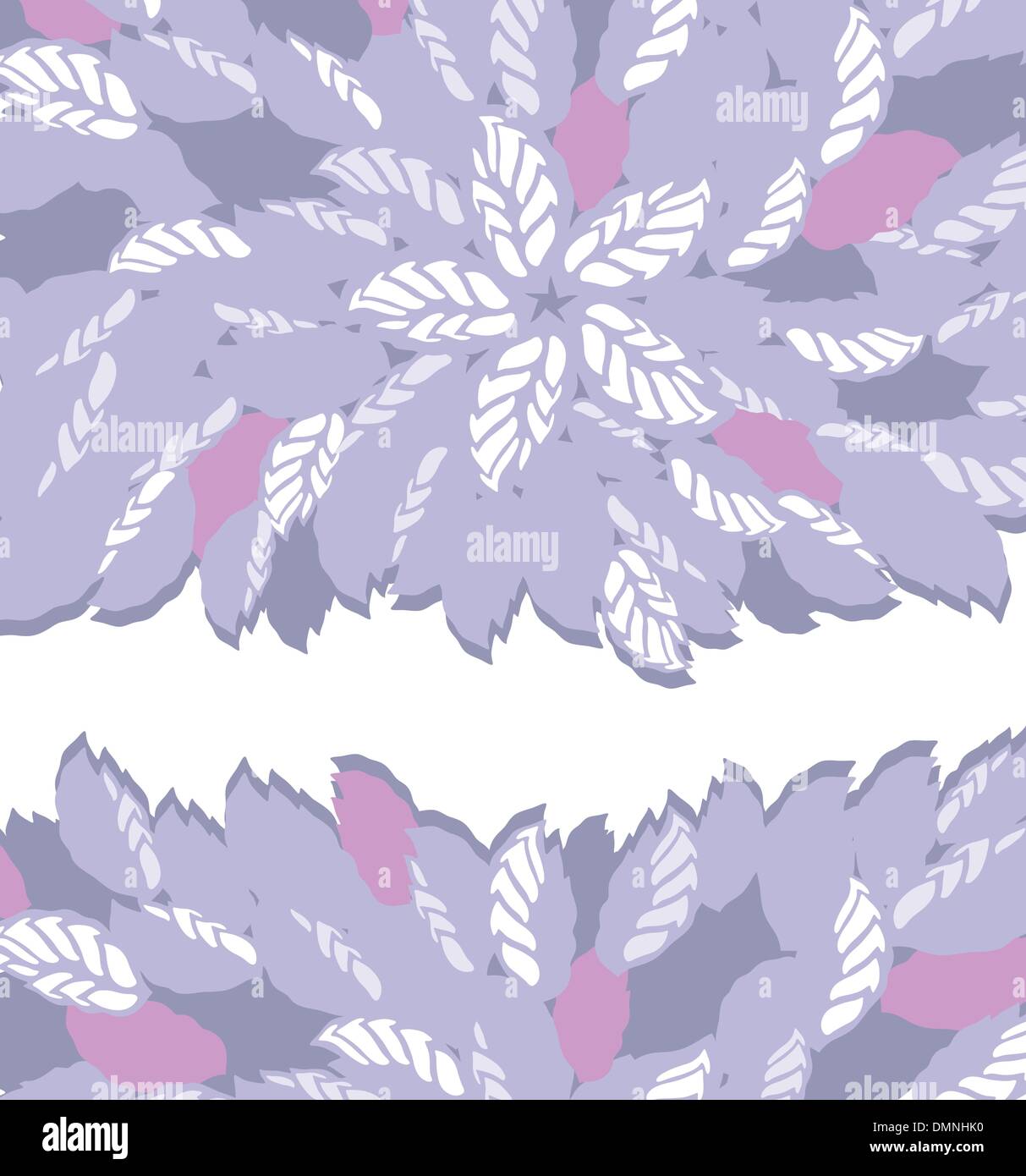 Purple and pink flower and leaves borders Stock Vector