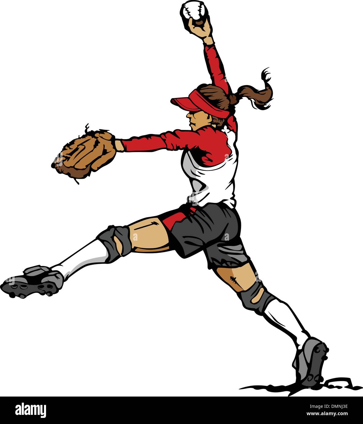 Fast Pitch Softball Pitcher Vector Illustration Stock Vector Image