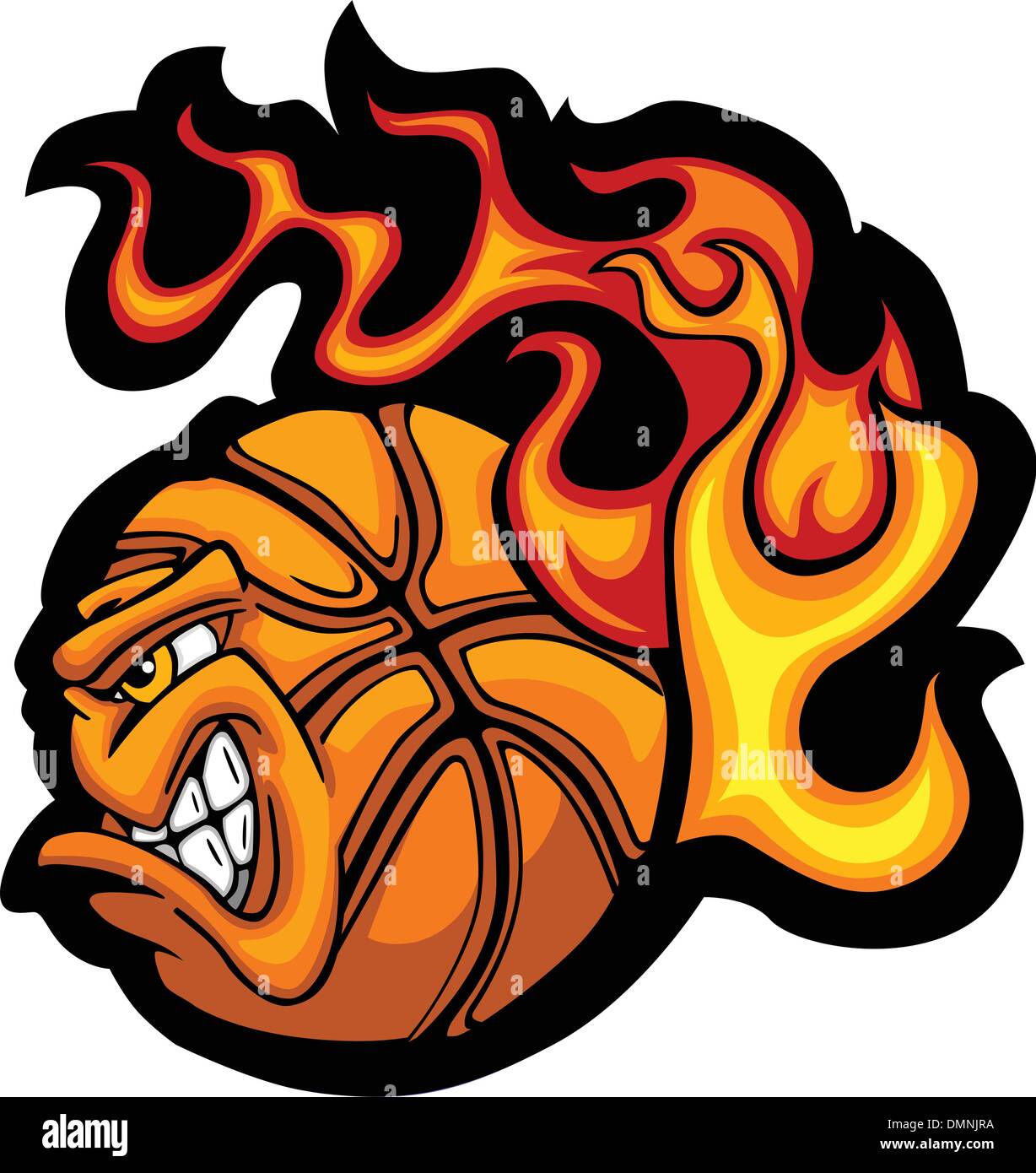 Basketball Flaming  Ball Face Vector Image Stock Vector