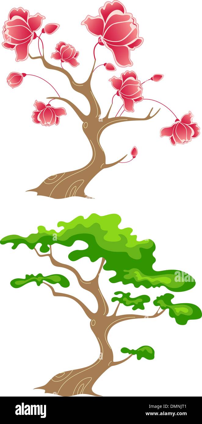green and flowering tree Stock Vector
