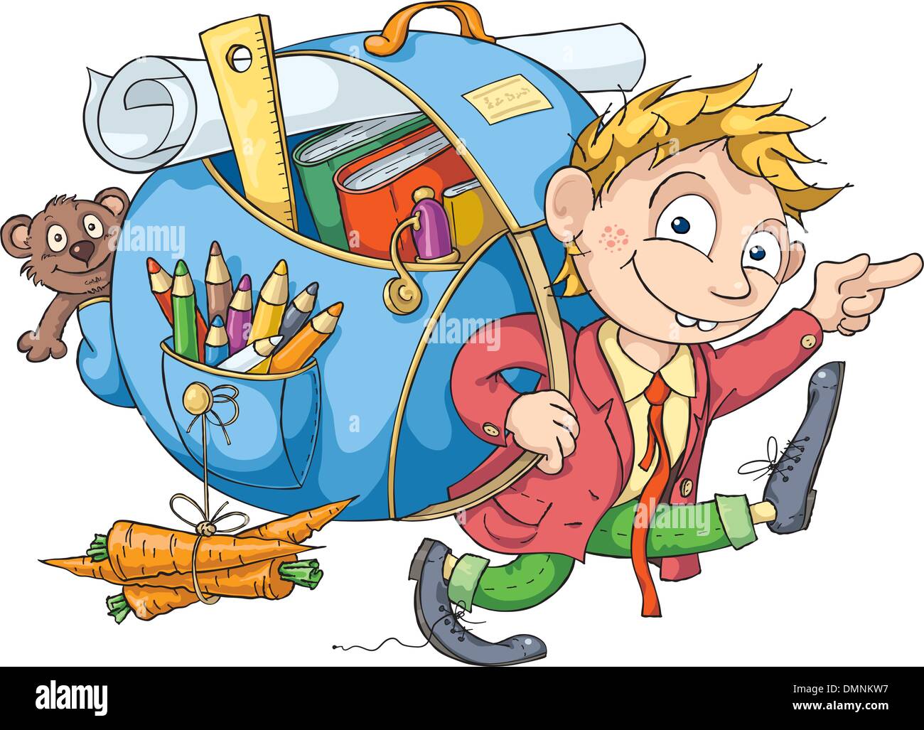 Cartoon boy with school bag Stock Vector by ©clairev 5204508