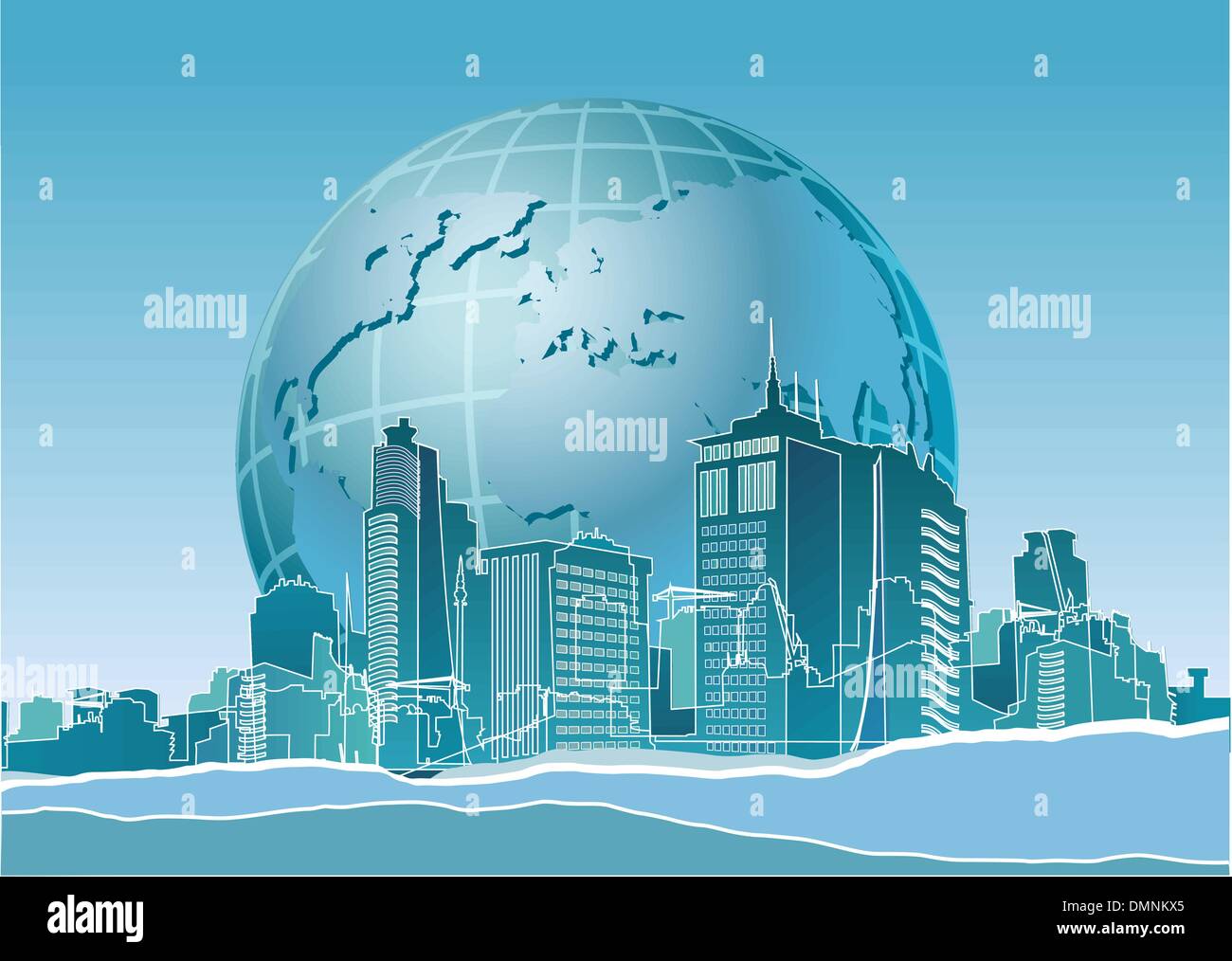 Modern city and earth Stock Vector