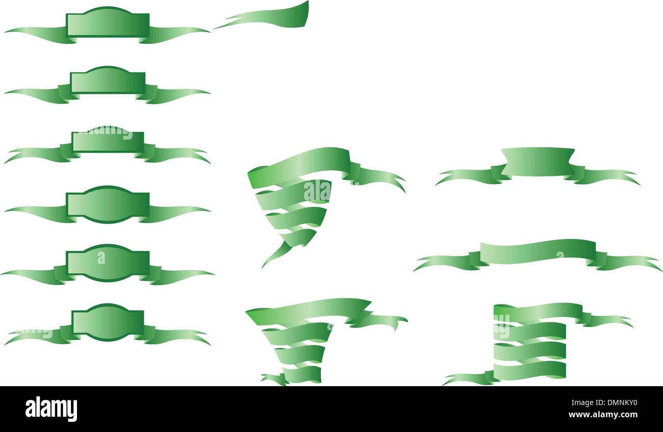 Collection of Green Ribbons Stock Vector Image & Art Alamy