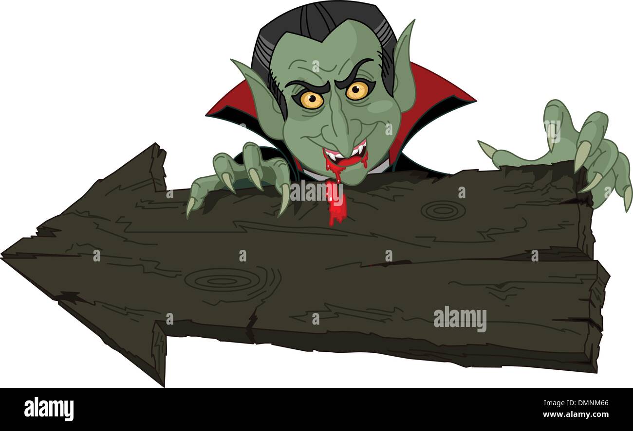 Dracula over Halloween arrow Stock Vector