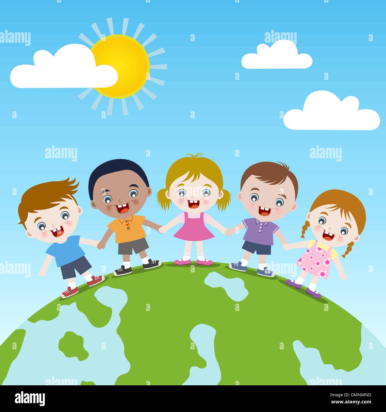 multicultural world kids Stock Vector