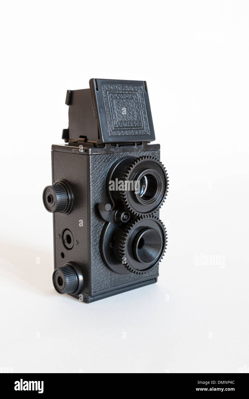 Chinese made plastic twin lens reflex film camera by Recesky Stock Photo