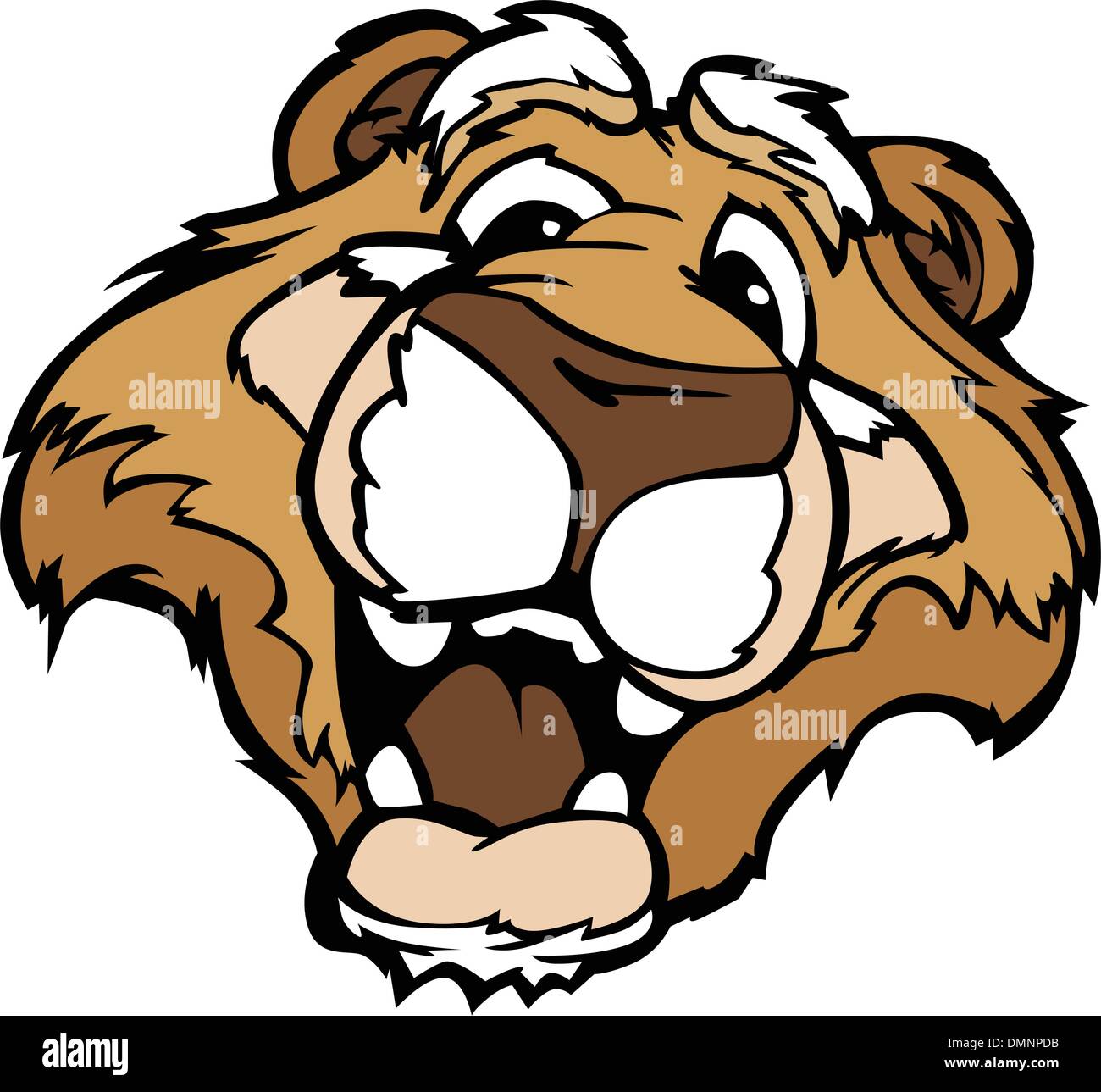 Smiling Cartoon Mountain Lion or Cougar Mascot Vector Graphic Stock Vector