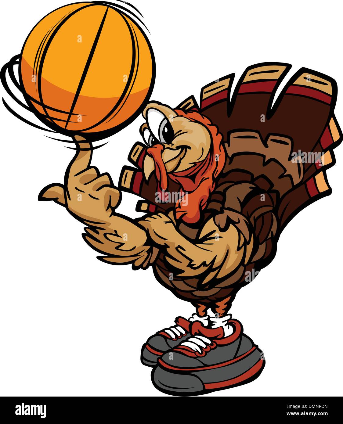 Basketball Thanksgiving Holiday Turkey Cartoon Vector Illustrati Stock Vector