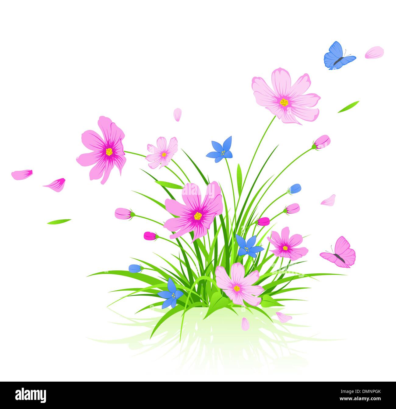 floral background with cosmos flowers Stock Vector