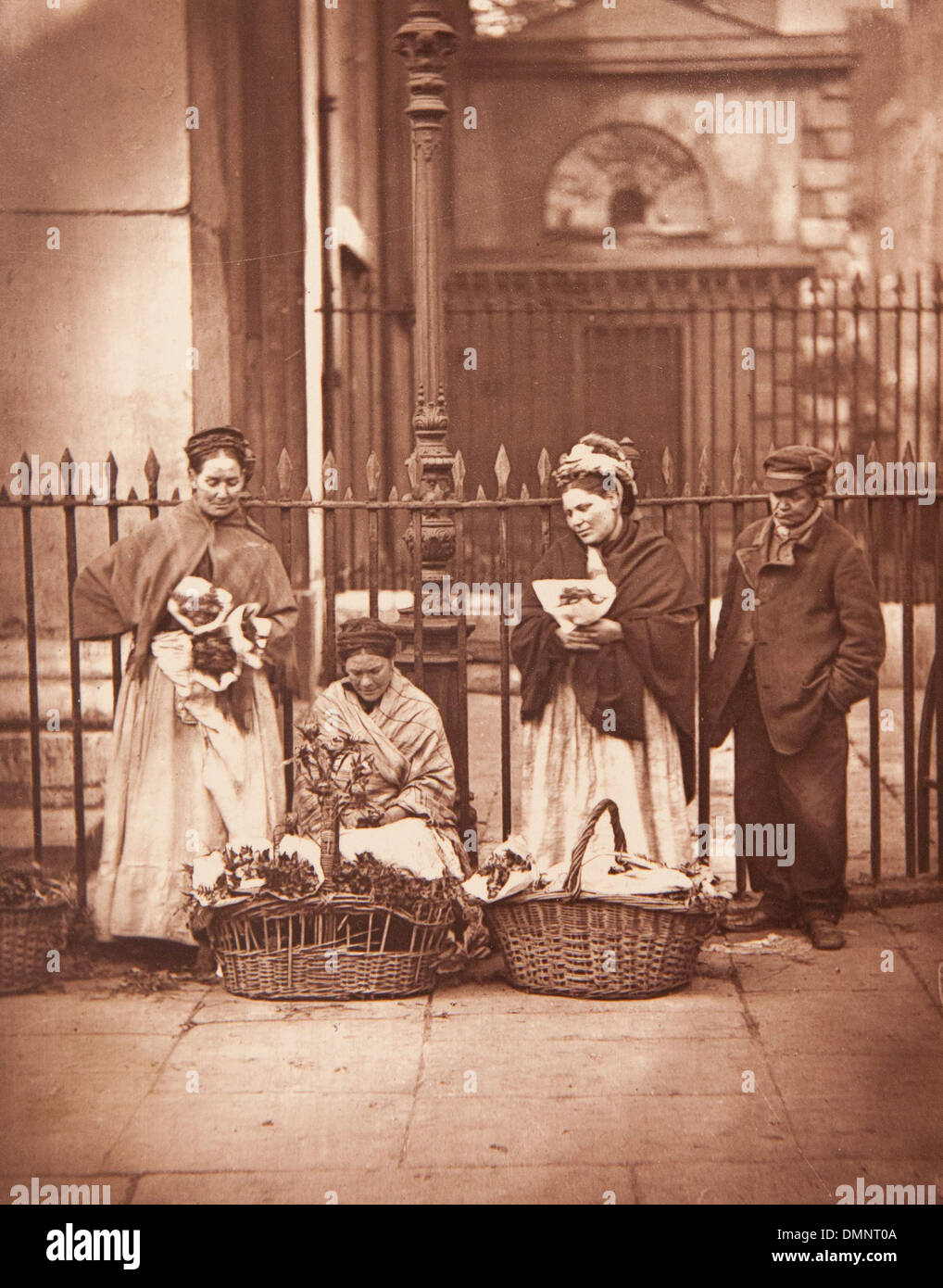 Photograph showing 'Covent garden flower women' in the Street Life in London book Stock Photo